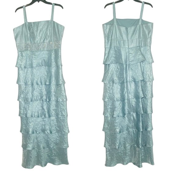 Vintage 80s R&M Richards Tafetta 2Piece Gown and Bolero Set NWT Blue Sz 14 Style - Picture 4 of 12